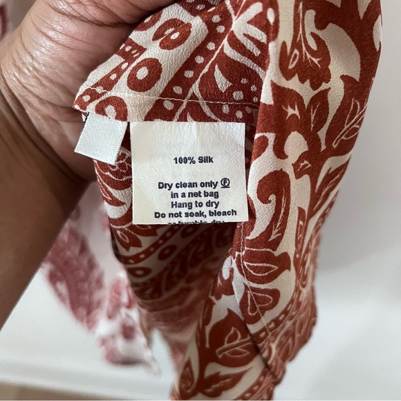 Anu Boho Paisley Printed Silk Blend Silk Long Sleeve Dress |Size - Picture 6 of 6